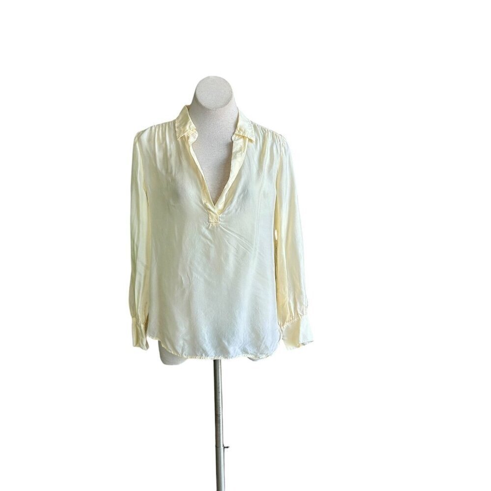 J. Crew Eco Cupro Blend Chamois Collared Popover Long Sleeve Top Size Medium